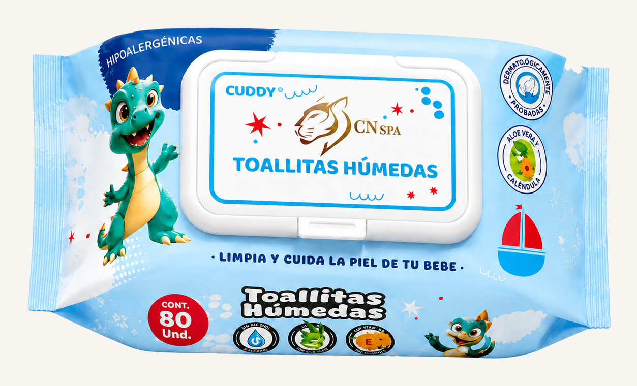 CUDDY 80 count wet wipes in the blue dragon packaging design
