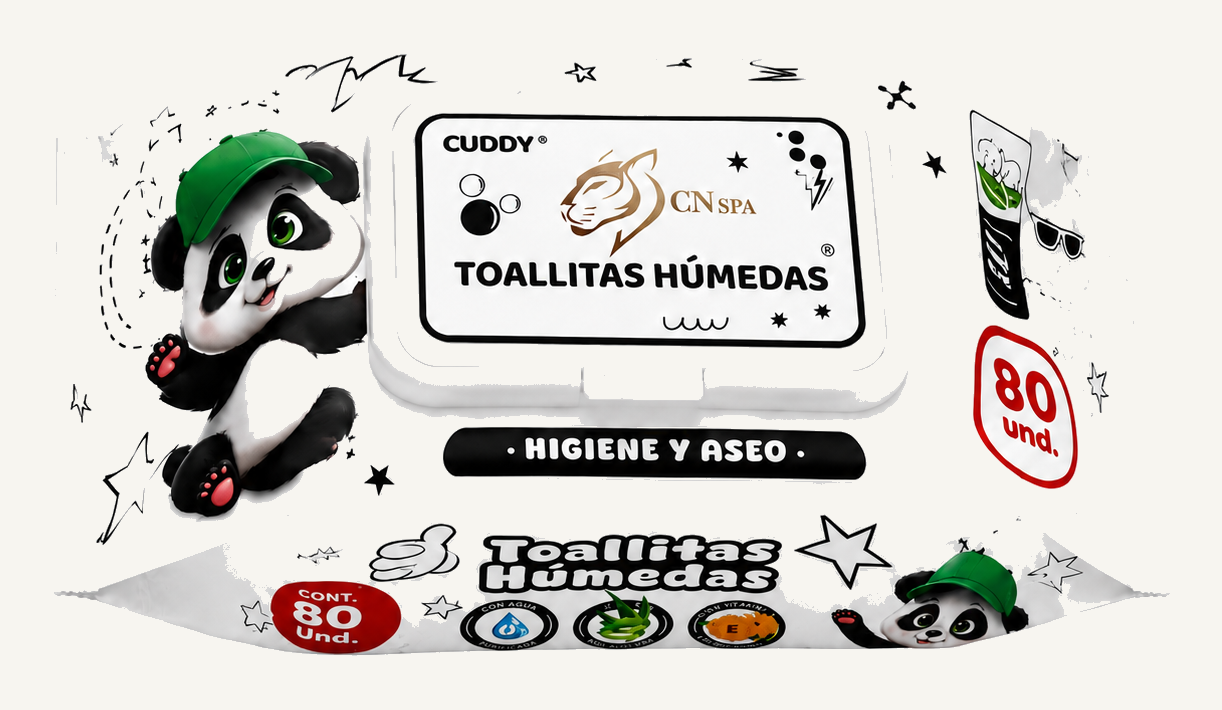 CUDDY 80 count wet wipes in the white panda packaging design